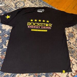 ROCKSTAR energy drink party like a rockstar blk short sleeve cotton unisex LG